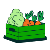 Illustration of vegetables in a crate
