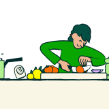 lllustration of a person chopping vegetables