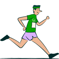 Illustration of a man running in a Felix t-shirt