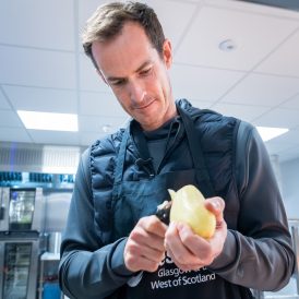 Andy Murray peeling a potato